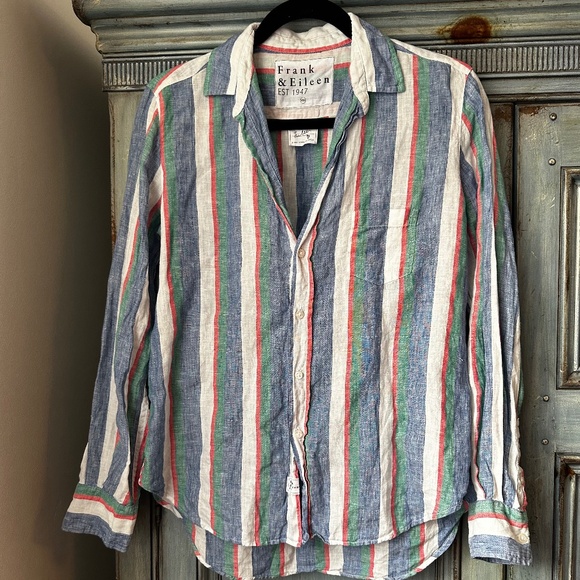 Frank & Eileen Tops - Frank & Eileen Eileen Striped Linen Relaxed Shirt Size XXS